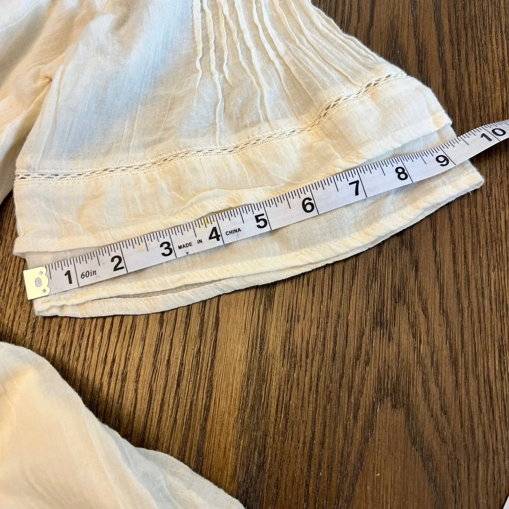 Free People Tunic Dress Cotton Gauze Embroidered Lace Cream Boho  Cottagecore L